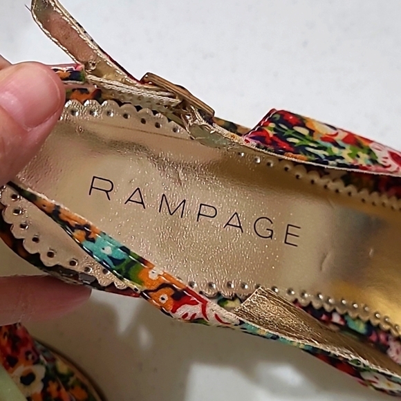 Rampage "Grayson" floral opentoe platform heels with Navy bow size 10 - Picture 4 of 13